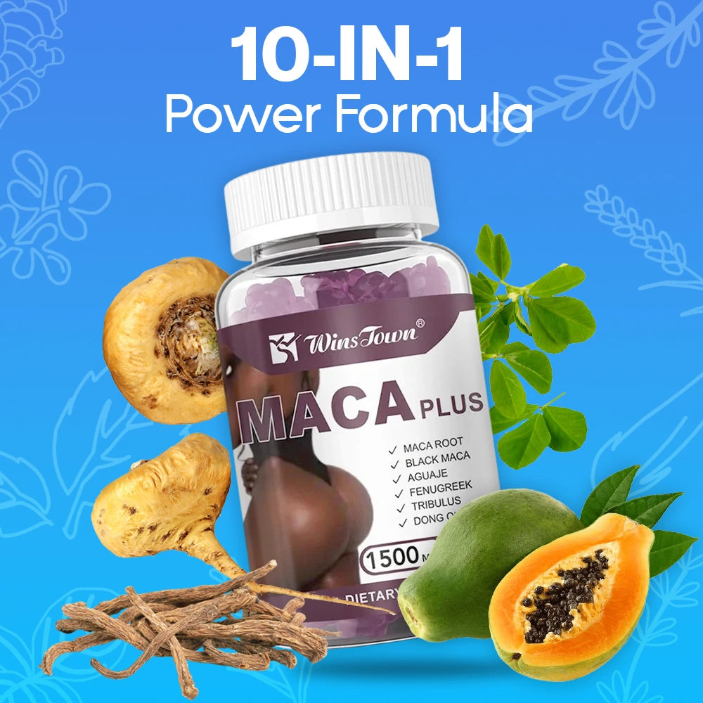 Maca Plus Gummies (1500mg) | Dietary Supplement for Butt Enlargement, Hips Enhancement, and Hormonal Balance