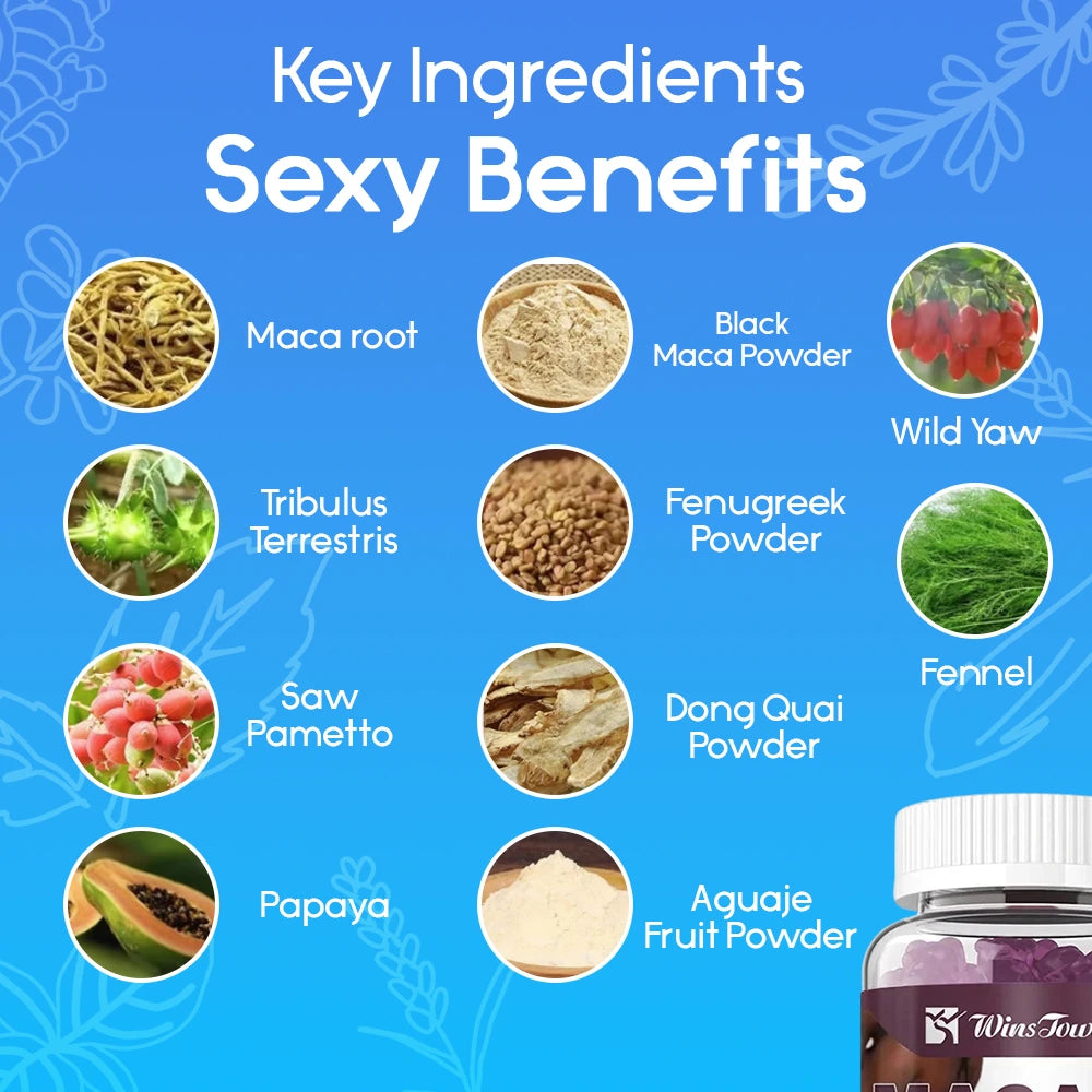Maca Plus Gummies (1500mg) | Dietary Supplement for Butt Enlargement, Hips Enhancement, and Hormonal Balance