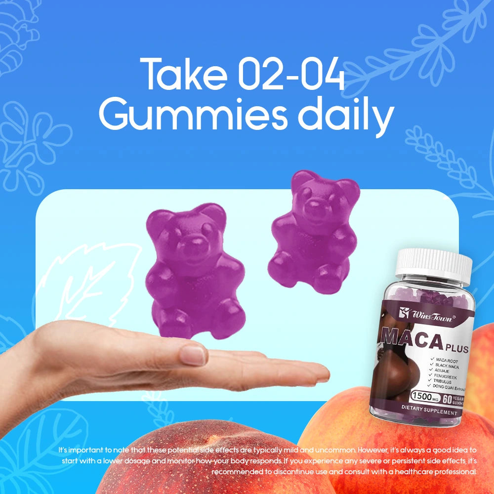Maca Plus Gummies (1500mg) | Dietary Supplement for Butt Enlargement, Hips Enhancement, and Hormonal Balance