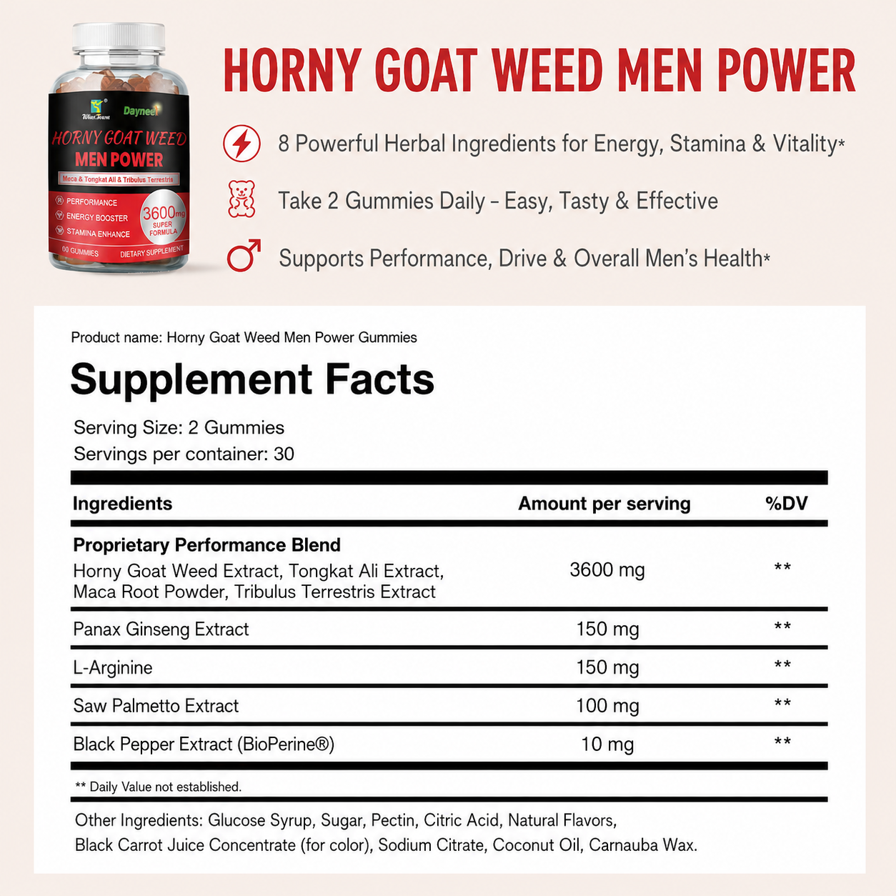2026 Chumgum Horny Goat Weed Men's Performance Gummies - 3600MG Herbal Blend For Energy, Stamina & Vitality Support