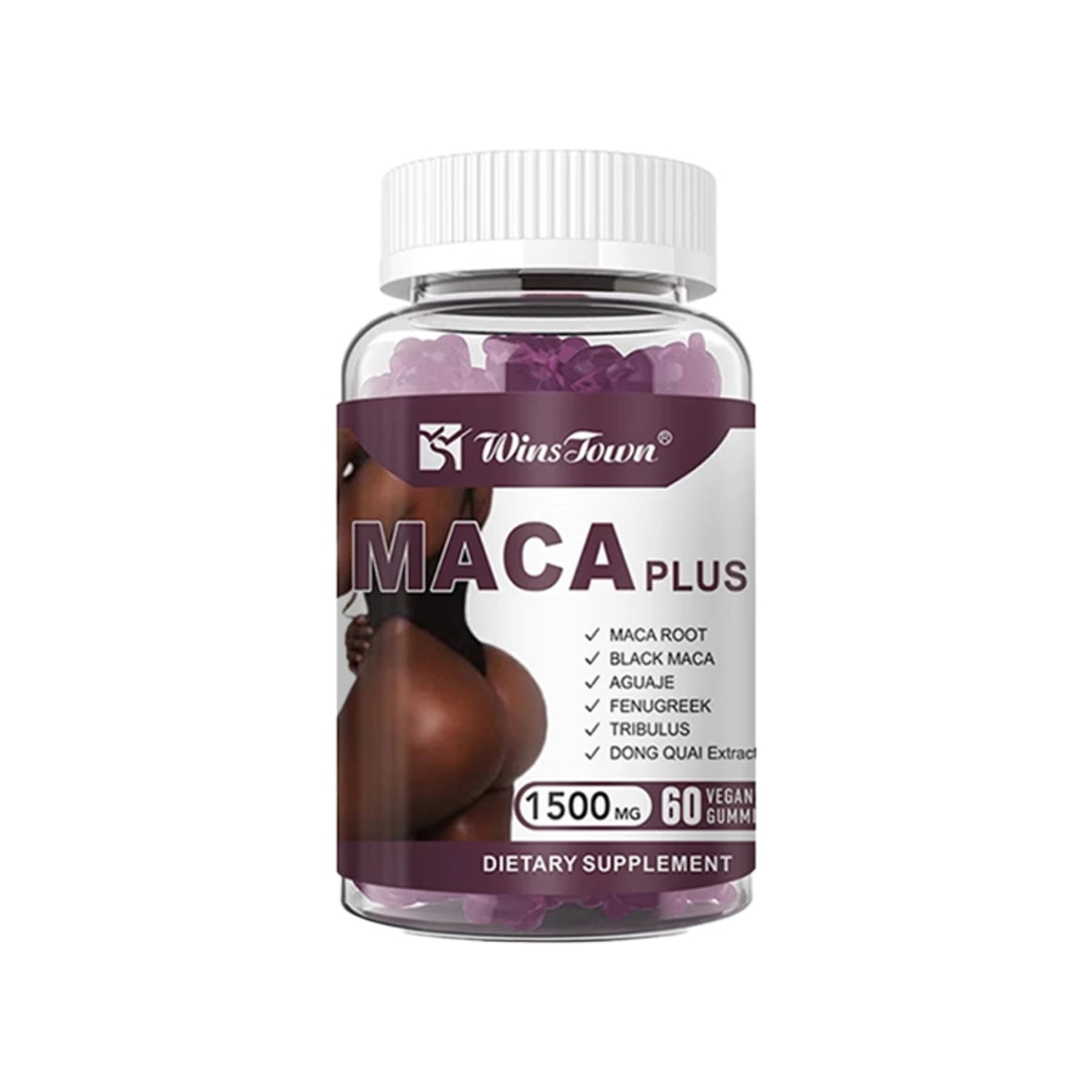Maca Plus Gummies (1500mg) | Dietary Supplement for Butt Enlargement, Hips Enhancement, and Hormonal Balance