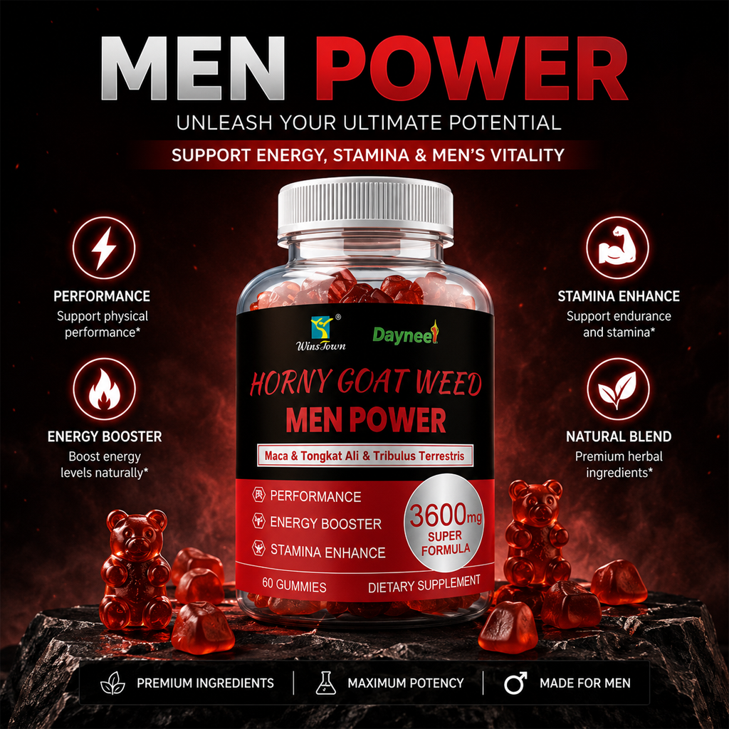 Horny Goat Weed Men's Performance Gummies - 3600MG Herbal Blend For Energy, Stamina & Vitality Support
