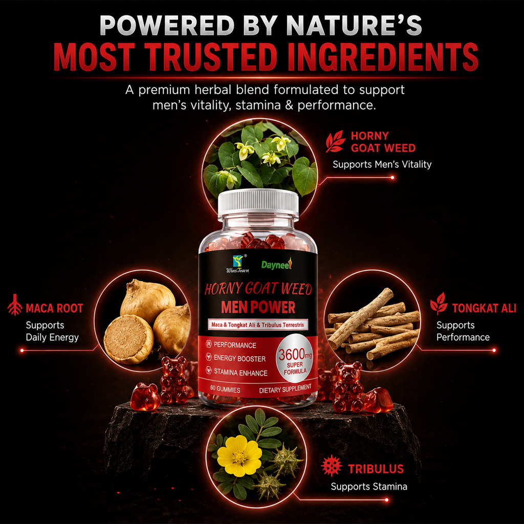 Horny Goat Weed Men's Performance Gummies - 3600MG Herbal Blend For Energy, Stamina & Vitality Support