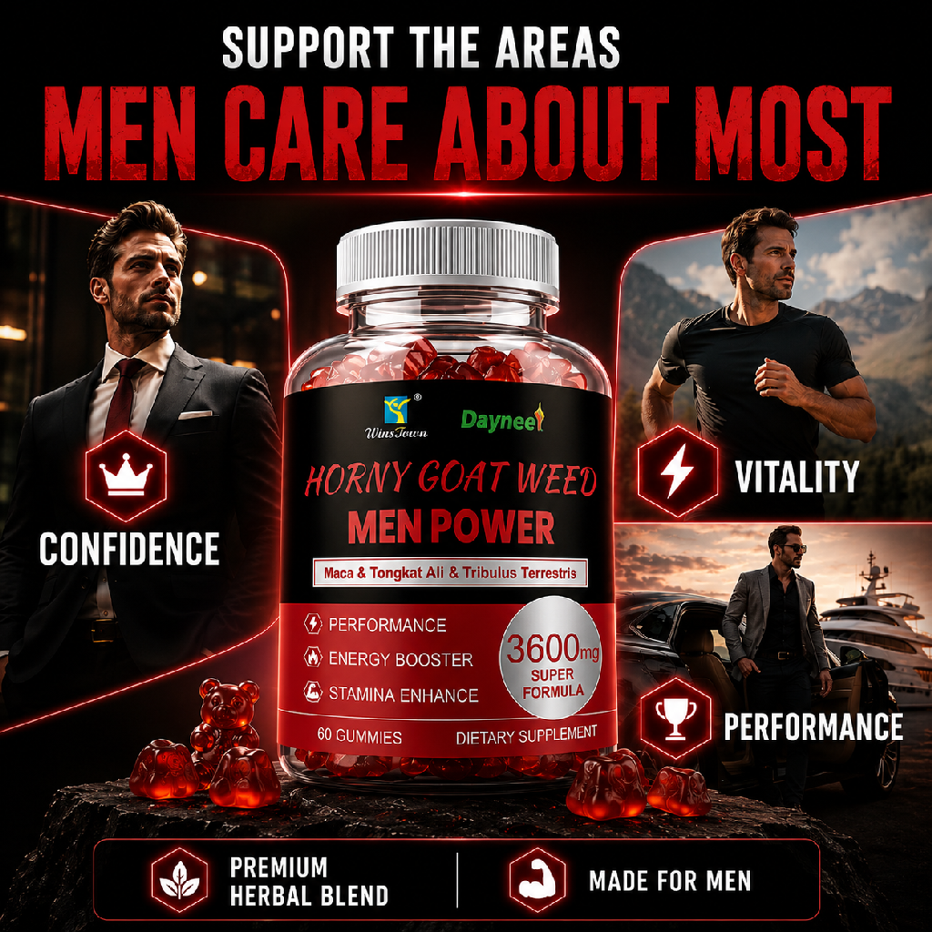 Horny Goat Weed Men's Performance Gummies - 3600MG Herbal Blend For Energy, Stamina & Vitality Support