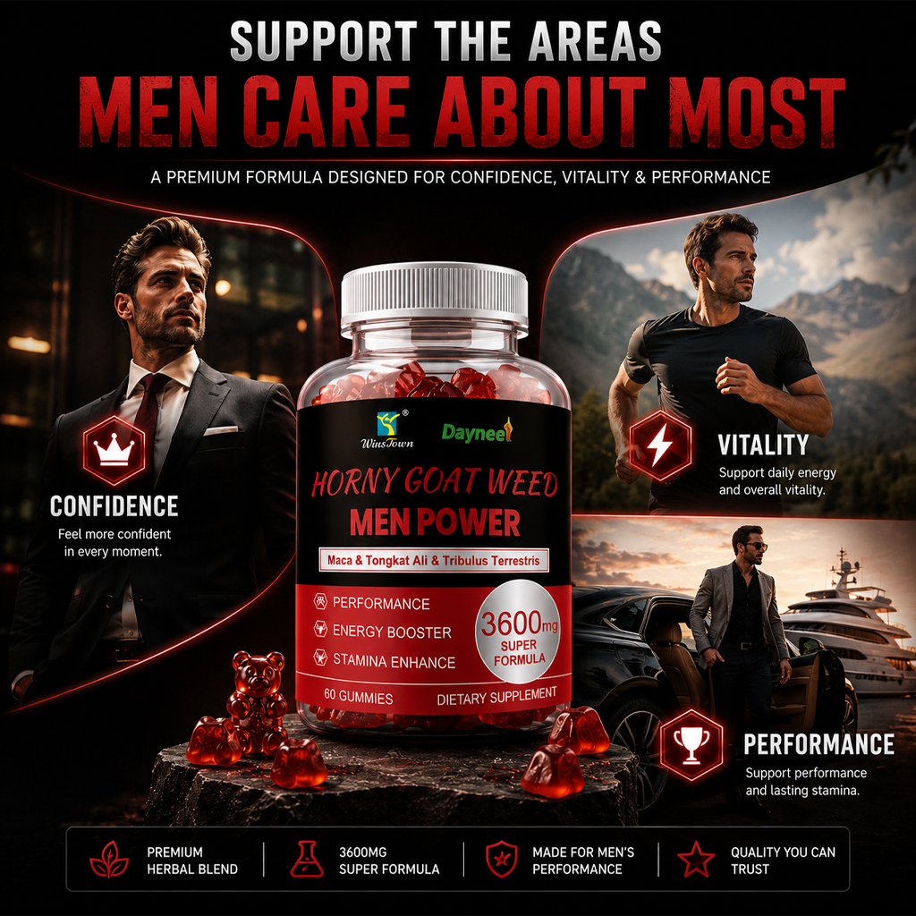 Horny Goat Weed Men's Performance Gummies - 3600MG Herbal Blend For Energy, Stamina & Vitality Support