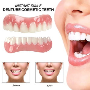 Instant Smile Denture Veneer Natural Silicone Cosmetic Upper/Lower Teeth