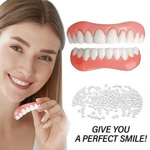 Instant Smile Denture Veneer Natural Silicone Cosmetic Upper/Lower Teeth